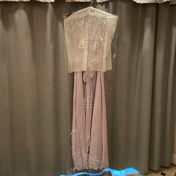 David’s Bridal Bridesmaid Gown Size 12 Iris F19831 Chiffon Suplice Tank Purple - Picture 5 of 9